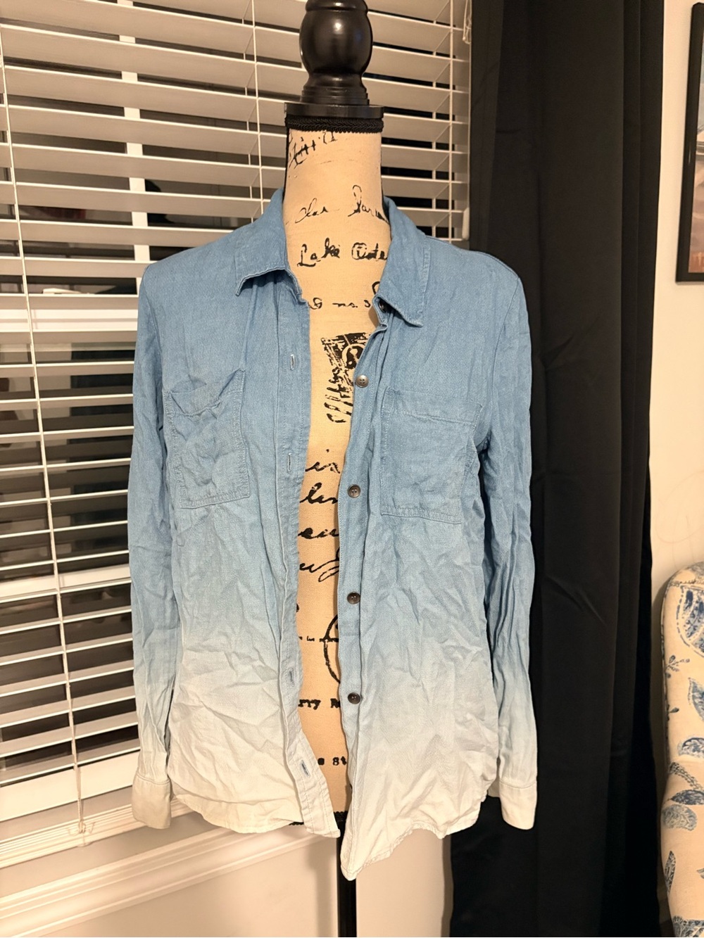 Splendid Men's Blue Ombre Button-Up Shirt Jacket